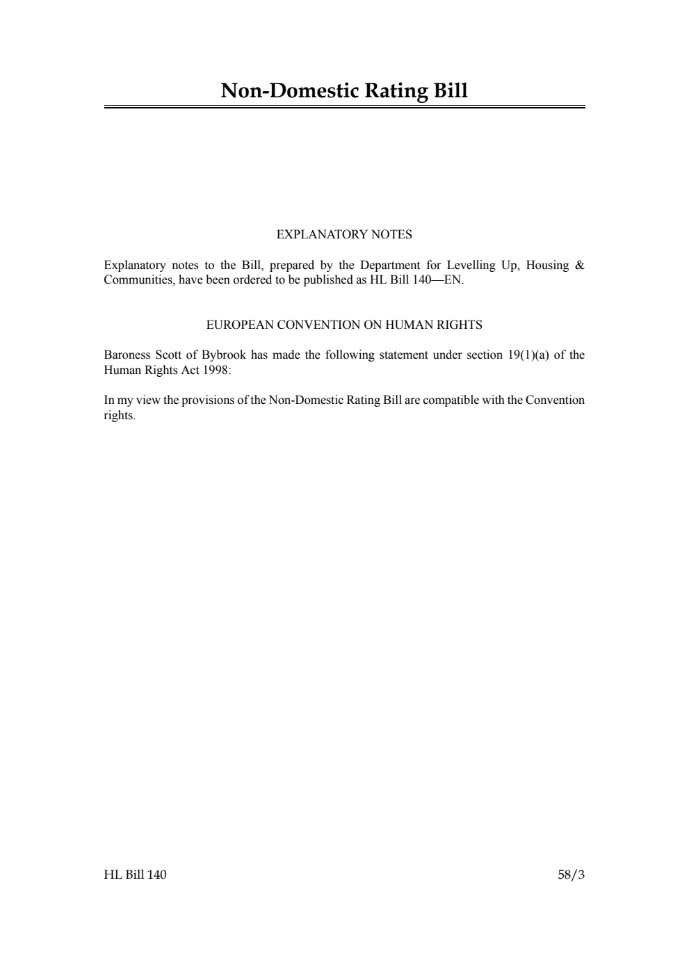 Non-Domestic Rating Bill [as brought from the Commons]