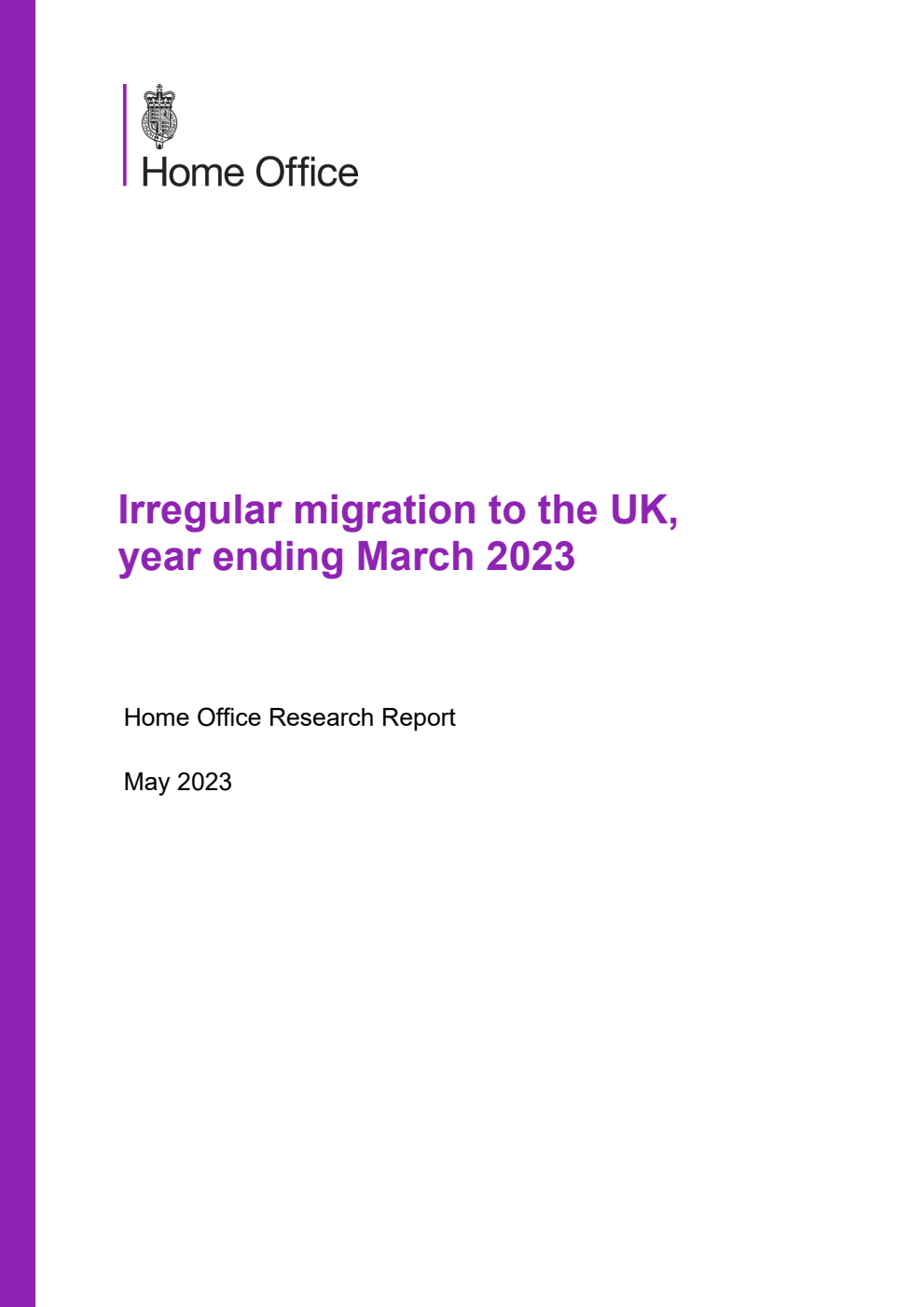 Home Office Research Report Irregular migration to the UK, year ending March 2023