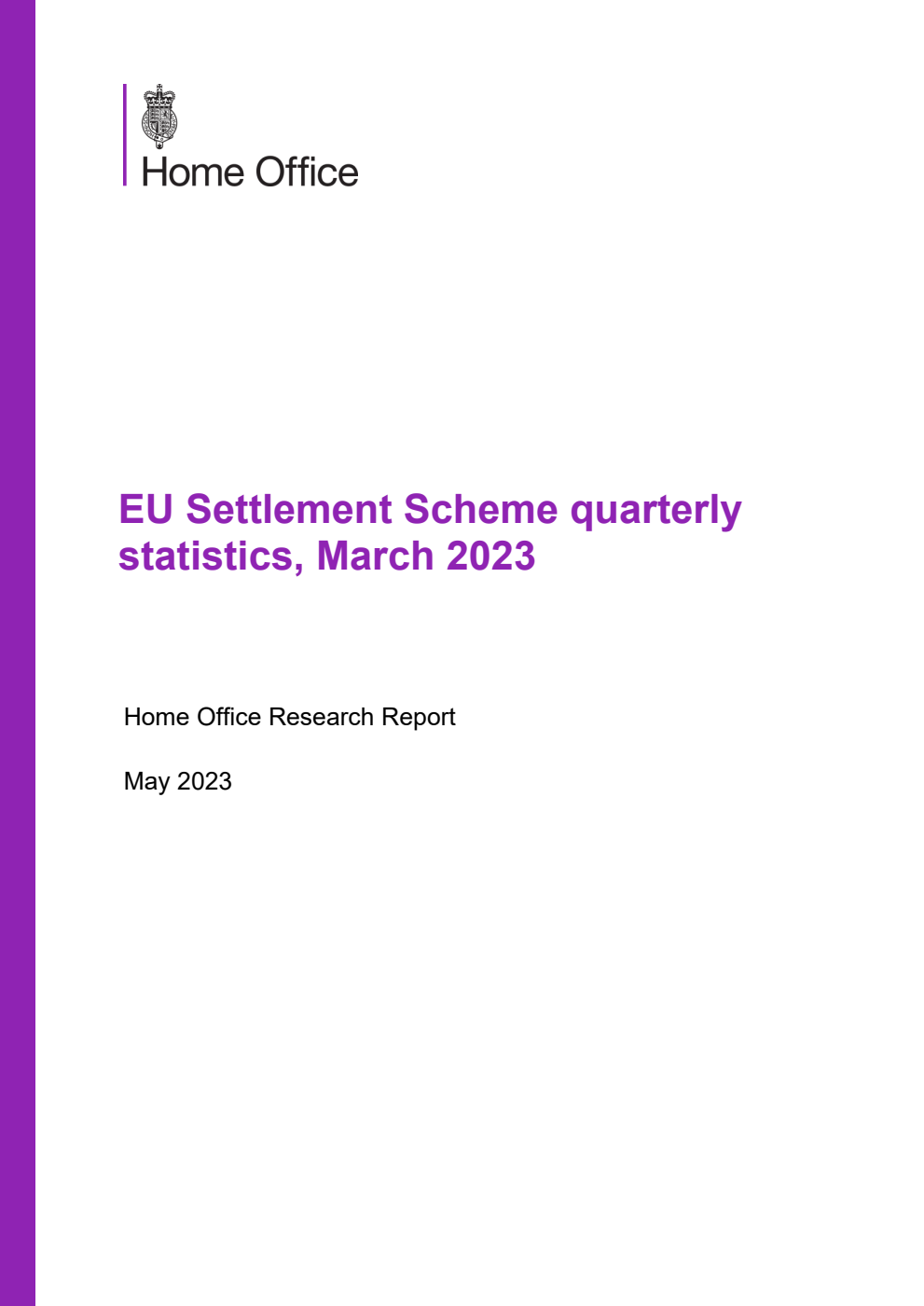 Home Office Research Report EU Settlement Scheme quarterly statistics, March 2023