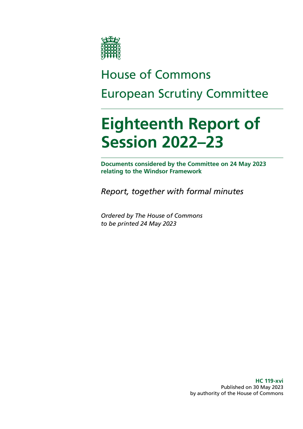 European Scrutiny Committee 18th Report of Session 2022-23