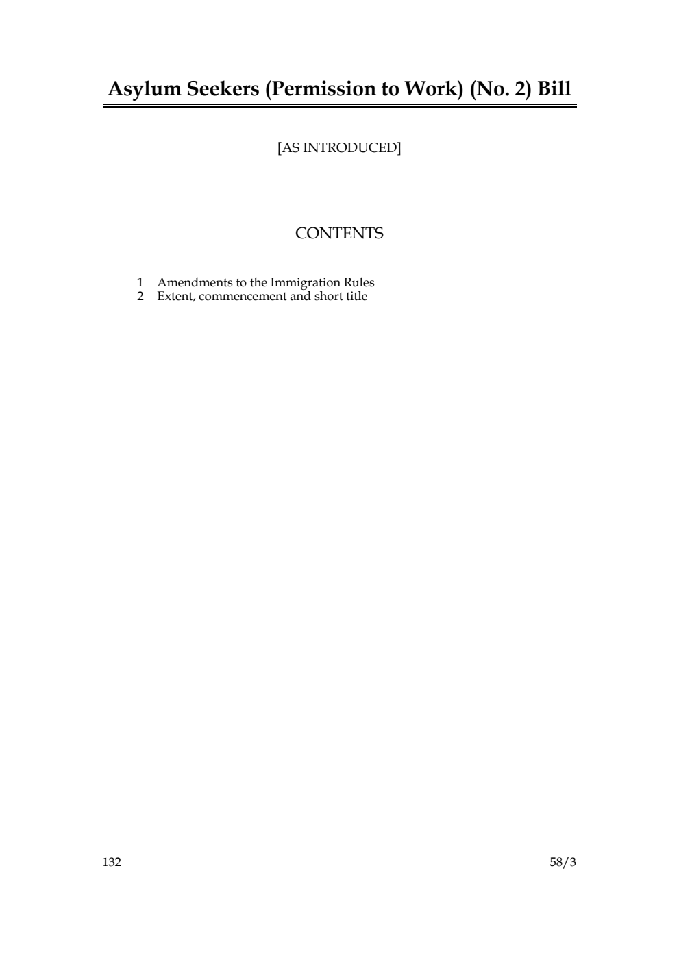 Asylum Seekers (Permission to Work) (No. 2) Bill