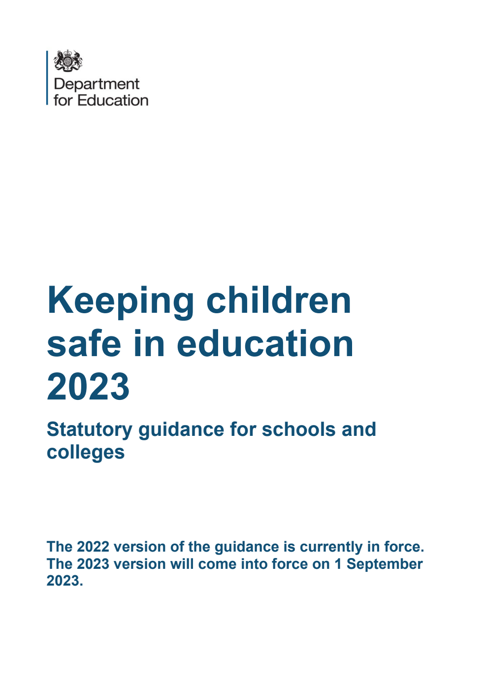 Keeping children safe in education 2023. Statutory guidance for schools and colleges