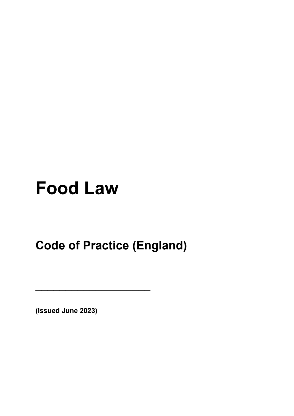 Food Law Code of Practice (England) June 2023