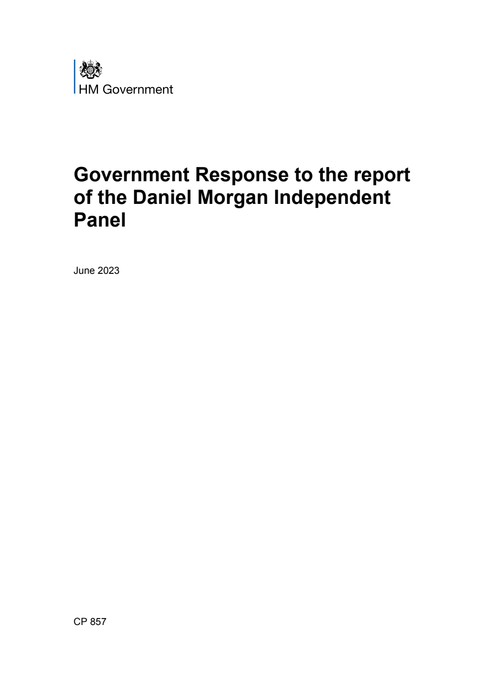 Government Response to the report of the Daniel Morgan Independent Panel