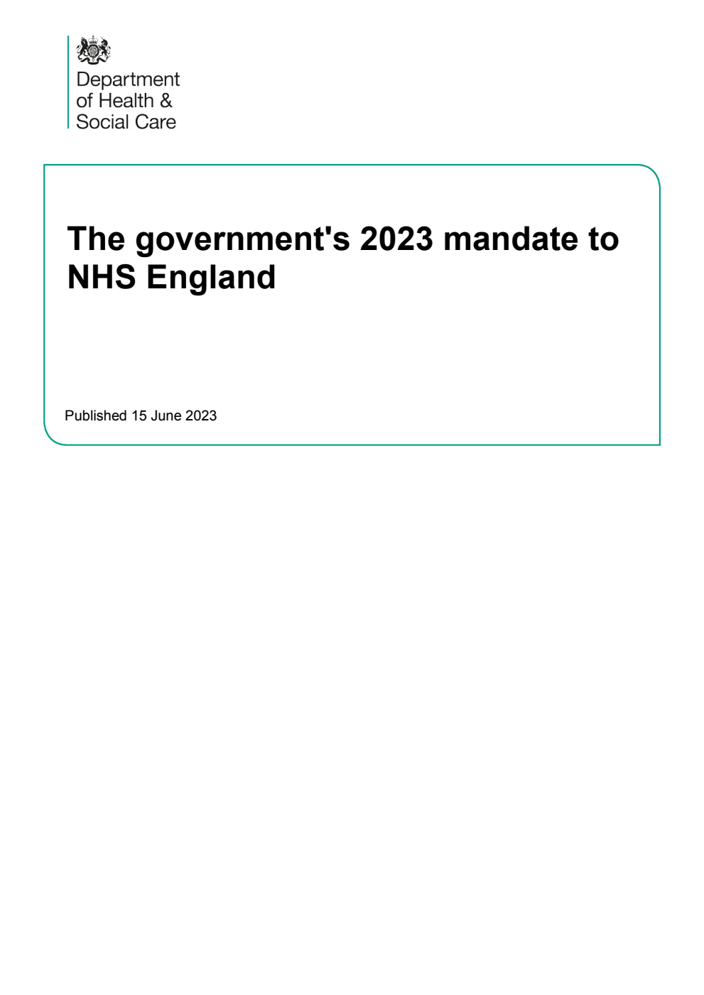 The Government's 2022-23 mandate to NHS England