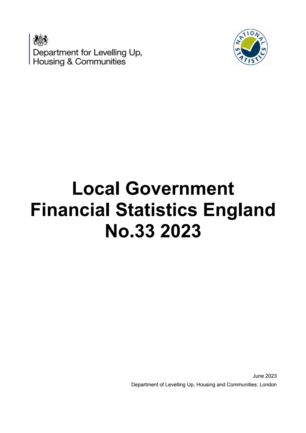Local Government Financial Statistics England No. 33 2023