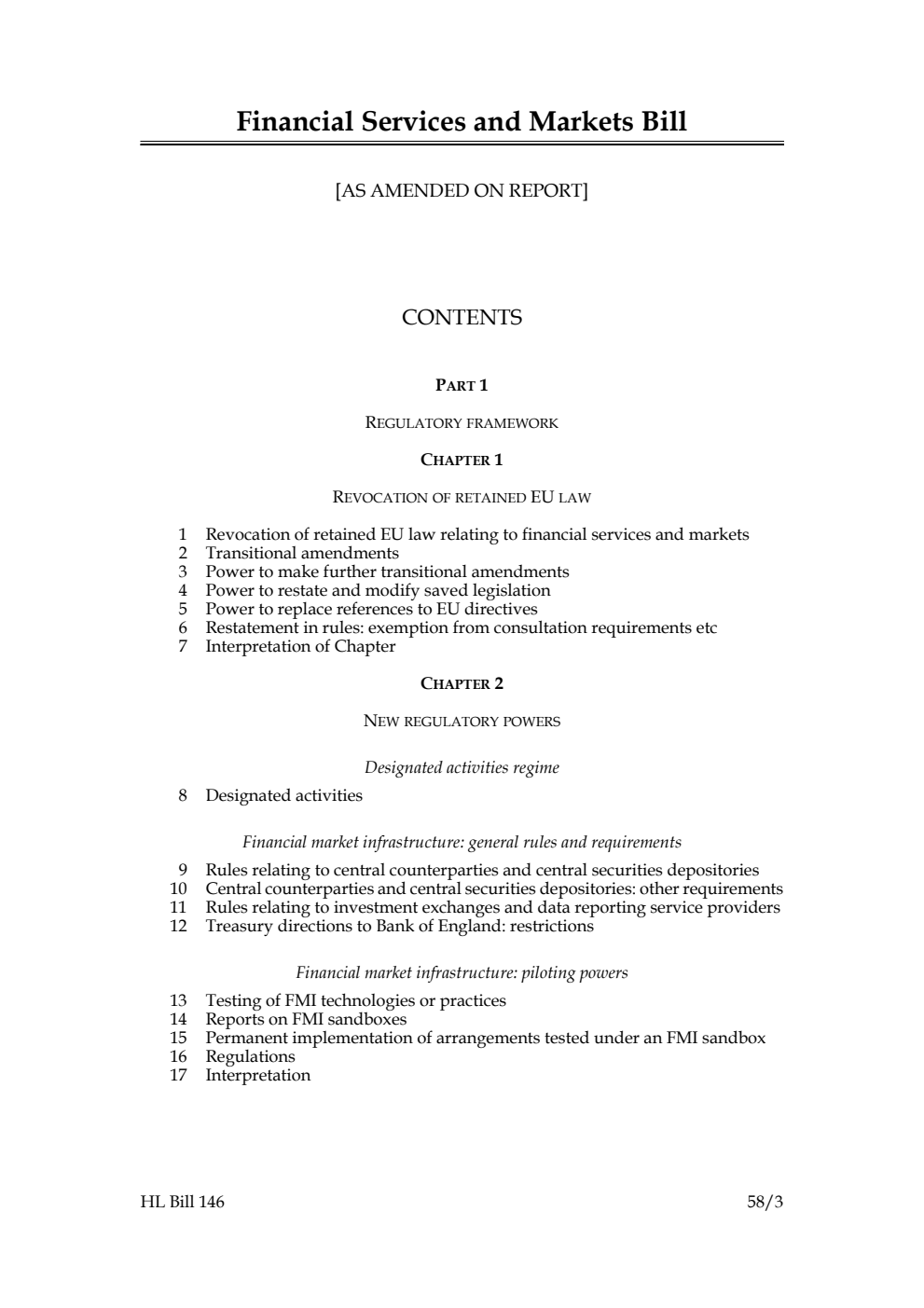 Financial Services and Markets Bill [as amended on Report]