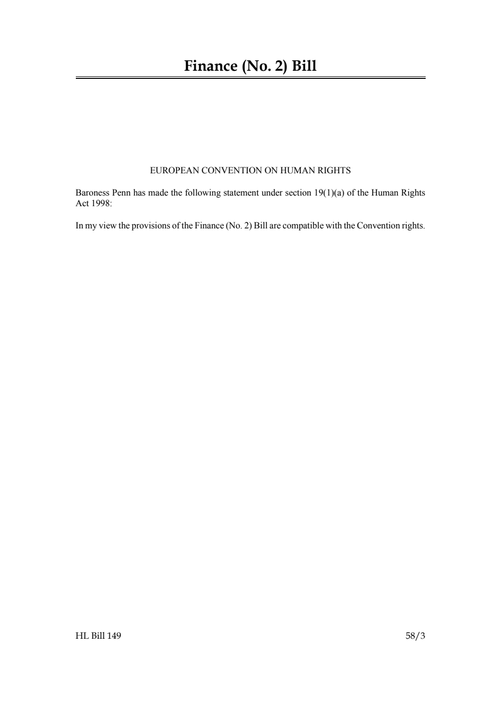 Finance (No. 2) Bill [as brought from the Commons]