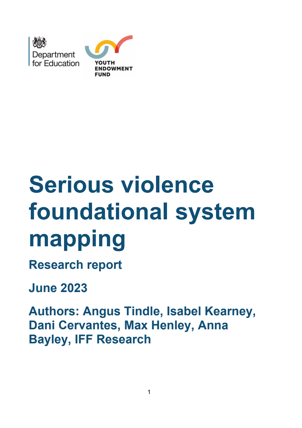 DFE-RR1346 Serious violence foundational system mapping. Research report. June 2023