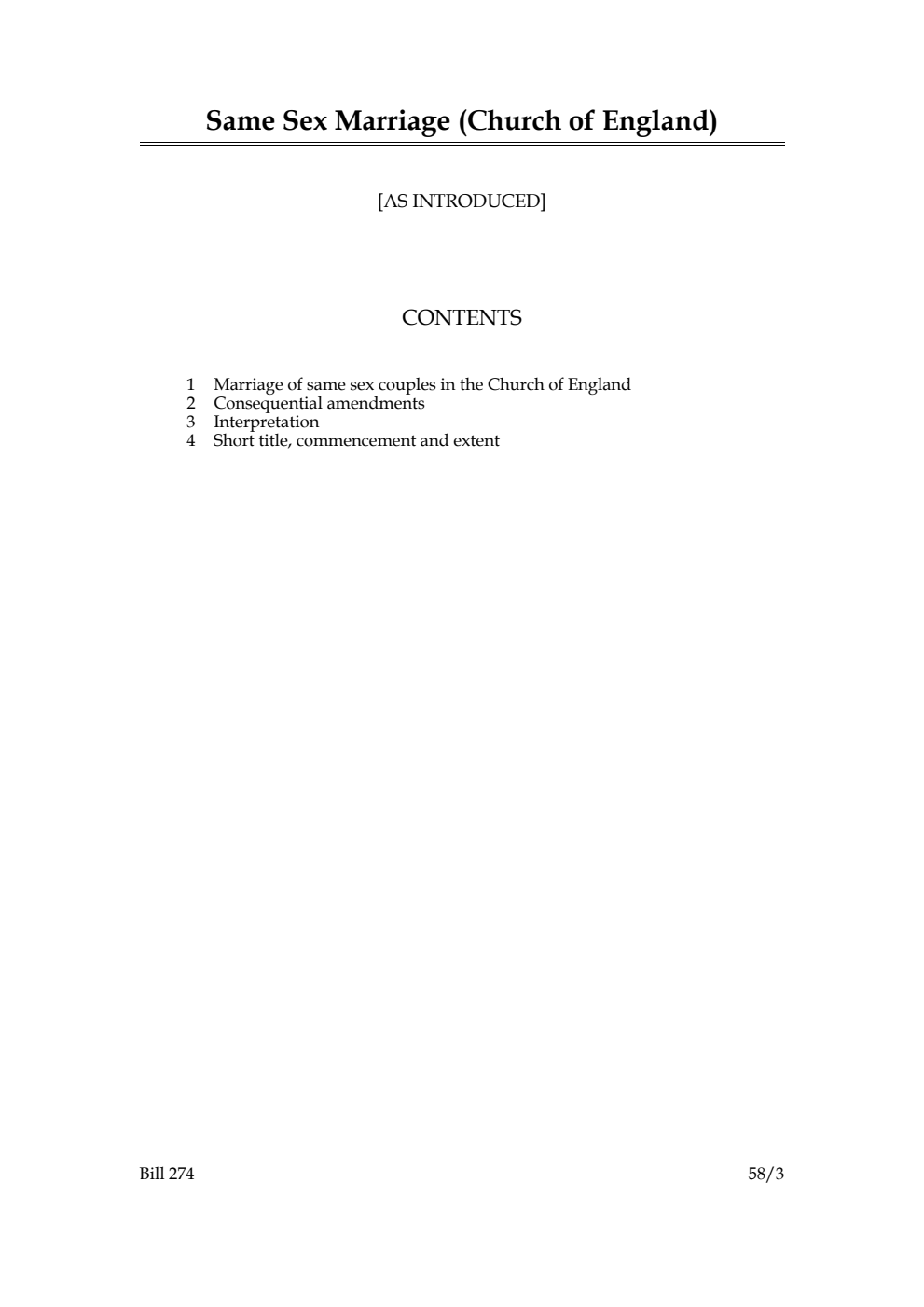 Same Sex Marriage (Church of England) Bill