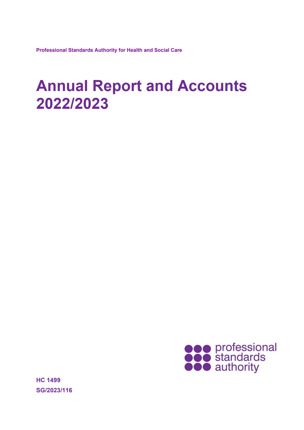 Professional Standards Authority for Health and Social Care Annual Report and Accounts 2022/2023