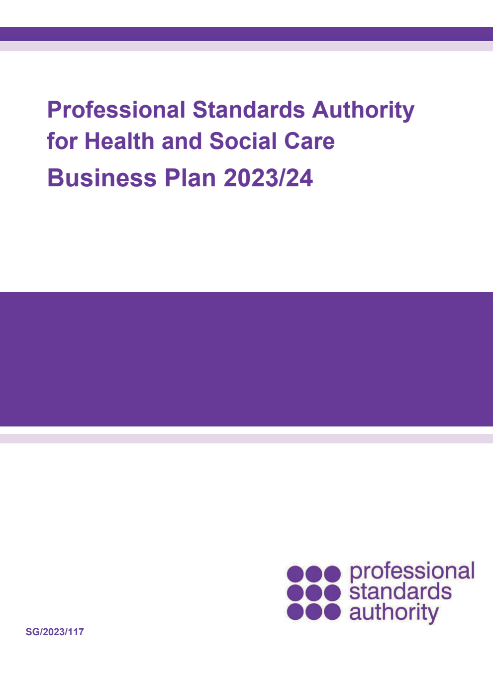 Professional Standards Authority for Health and Social Care Business Plan 2023/24