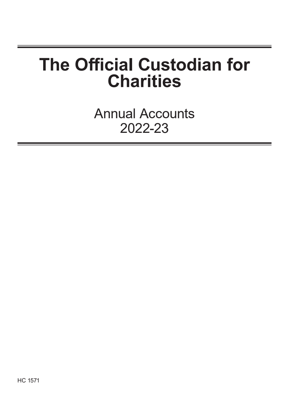The Official Custodian for Charities Annual Accounts 2022-23 (for the year ended 31 March 2023)