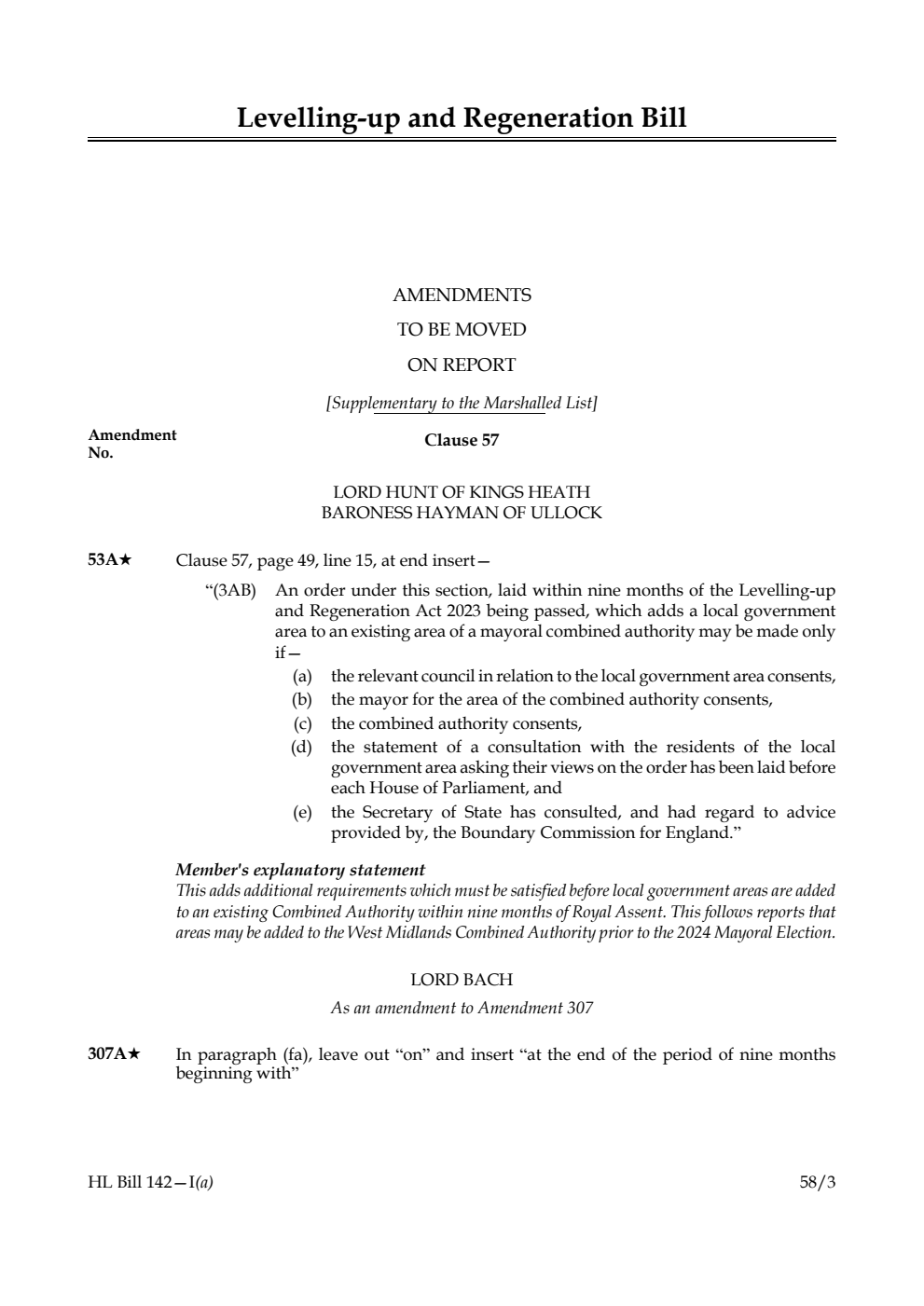 Levelling-up and Regeneration Bill Amendments to be moved on Report [Supplementary to the Marshalled List]