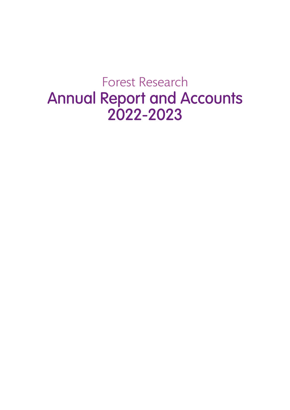 Forest Research Annual Report and Accounts 2022-2023