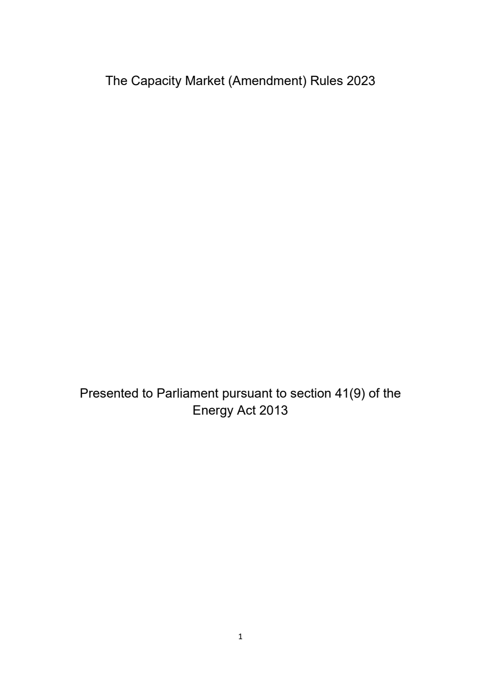 The Capacity Market (Amendment) Rules 2023