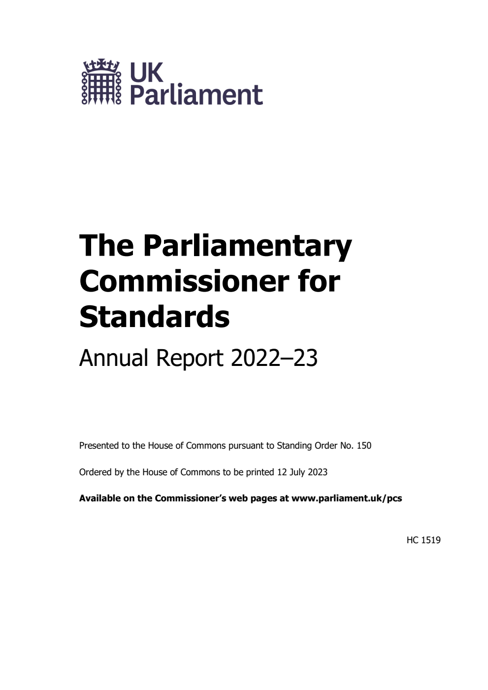 The Parliamentary Commissioner for Standards Annual Report 2022-23