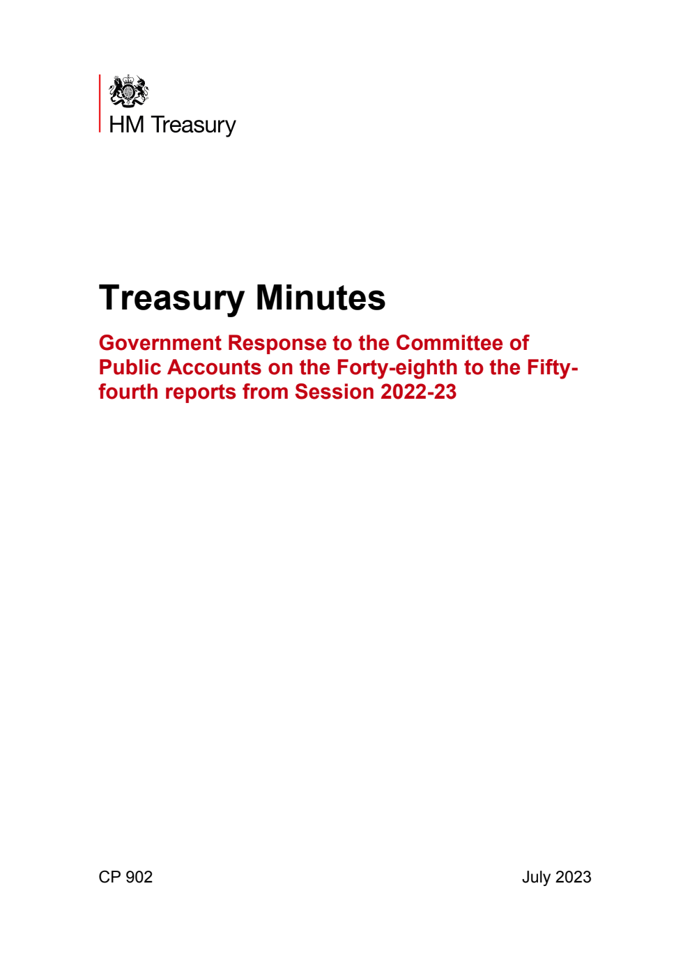 Treasury Minutes Government Response to the Committee of Public Accounts on the Forty-eighth to the Fifty-fourth reports from Session 2022-23
