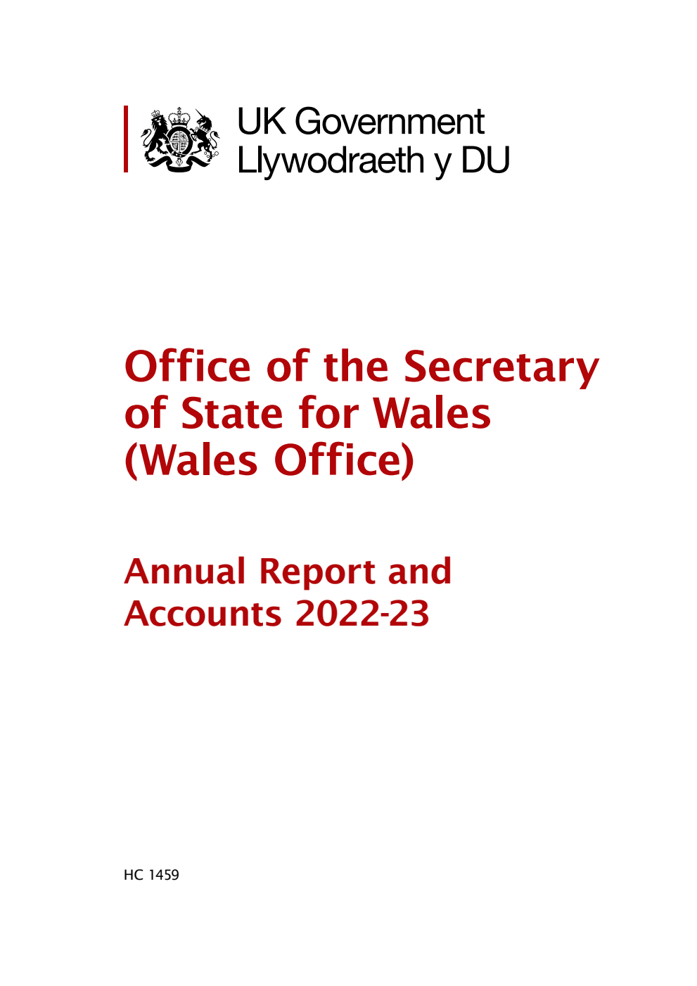 Office of the Secretary of State for Wales (Wales Office) Annual Report and Accounts 2022-23 (for the year ended 31 March 2023)