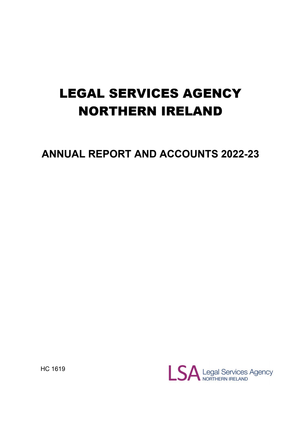 Legal Services Agency Northern Ireland Annual Report and Accounts 2022-23 for the year ended 31 March 2023
