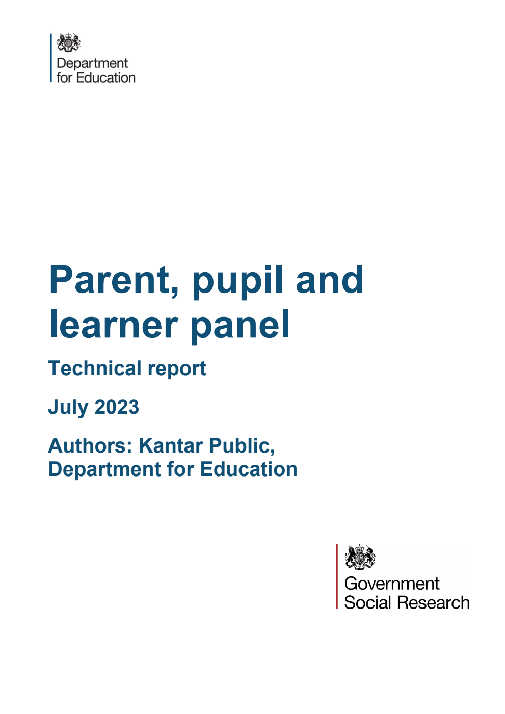 DFE-RR1201 Parent, pupil and learner panel. Technical report. July 2023