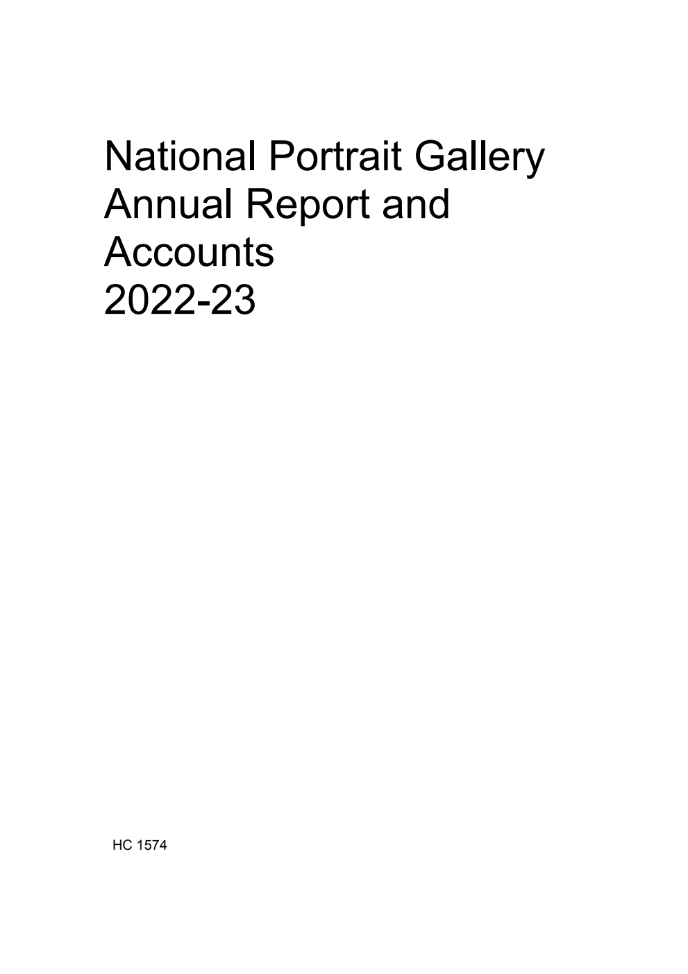 National Portrait Gallery Annual Report and Accounts 2022-23