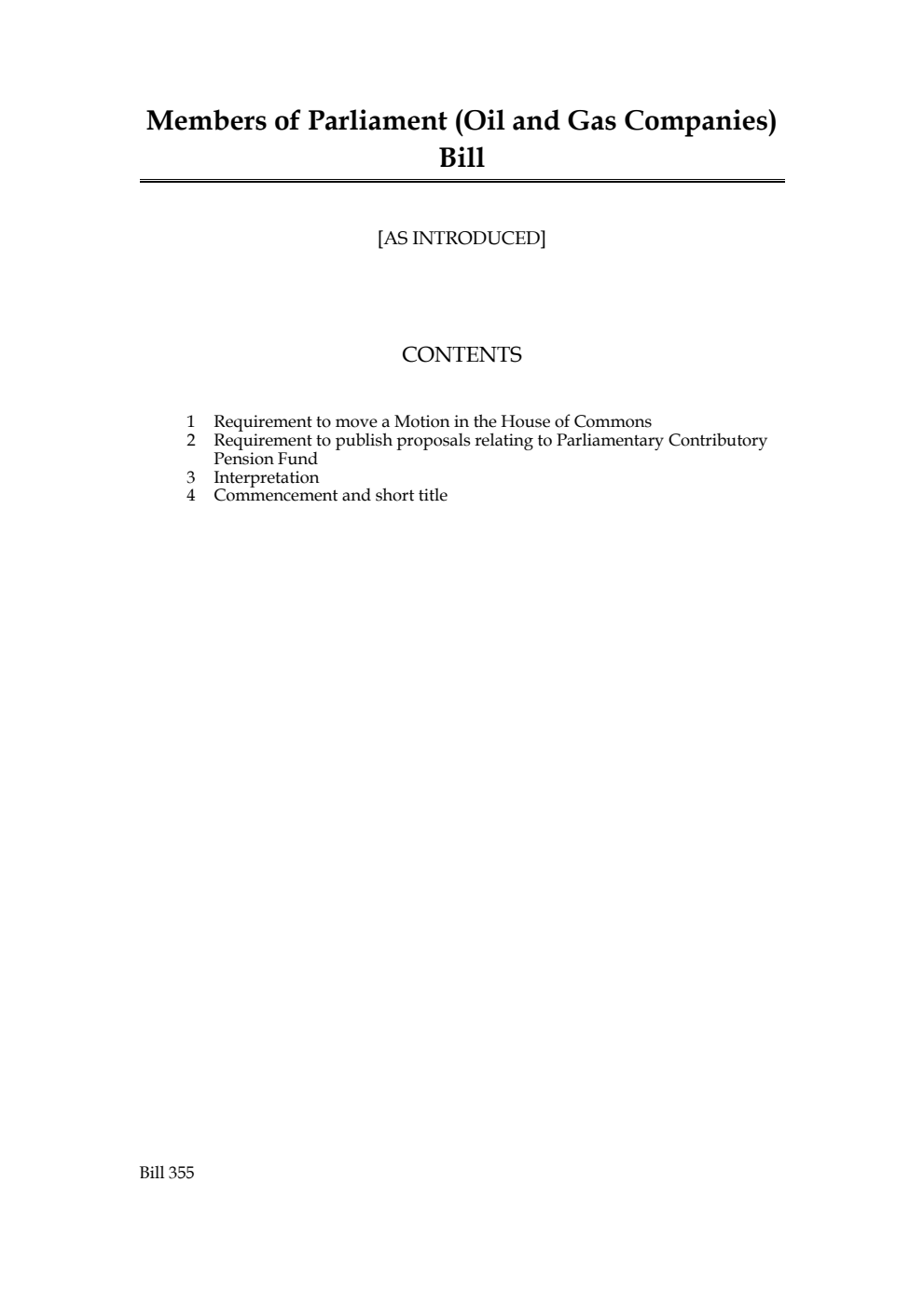 Members of Parliament (Oil and Gas Companies) Bill