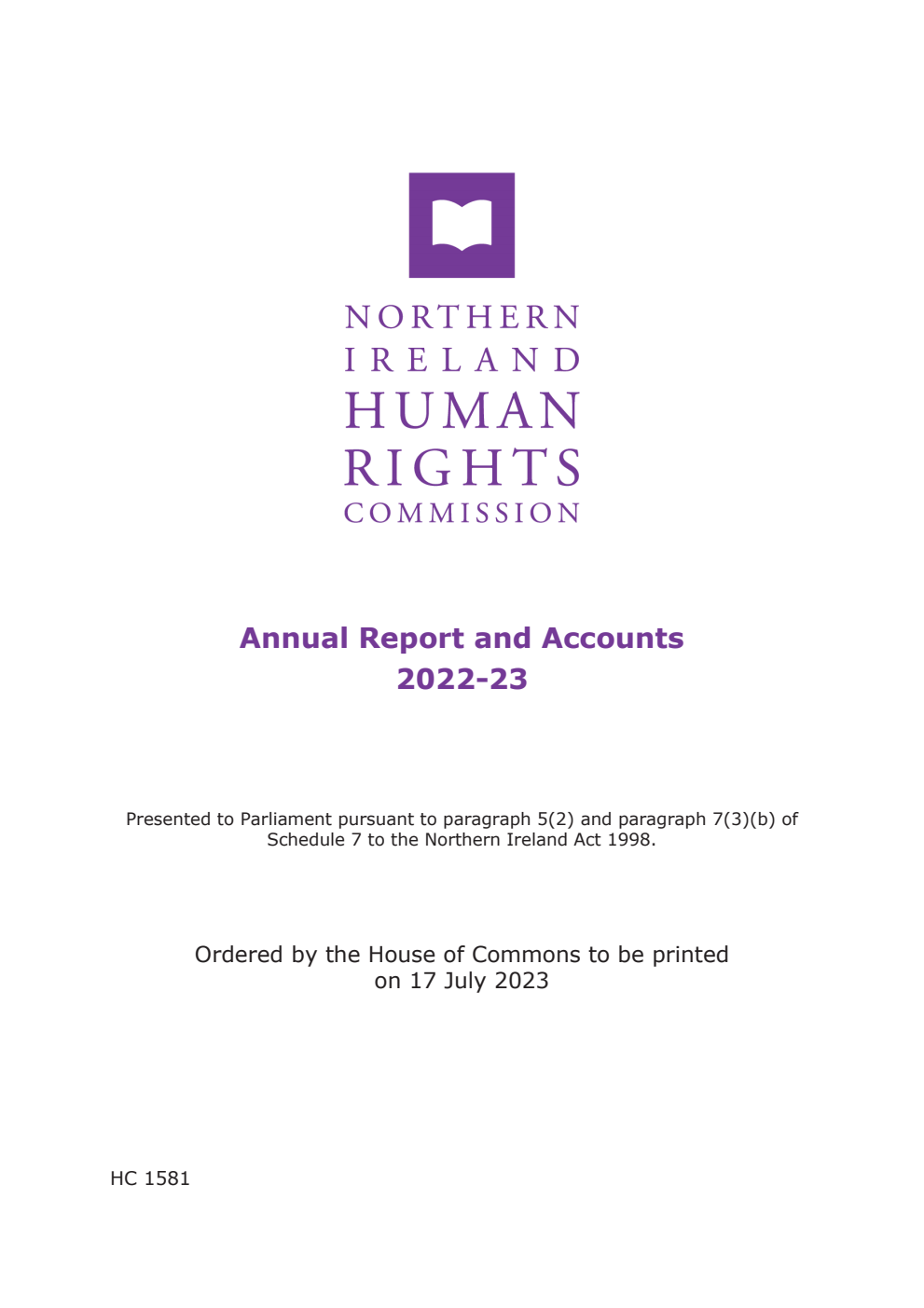Northern Ireland Human Rights Commission Annual Report and Accounts 2022-23