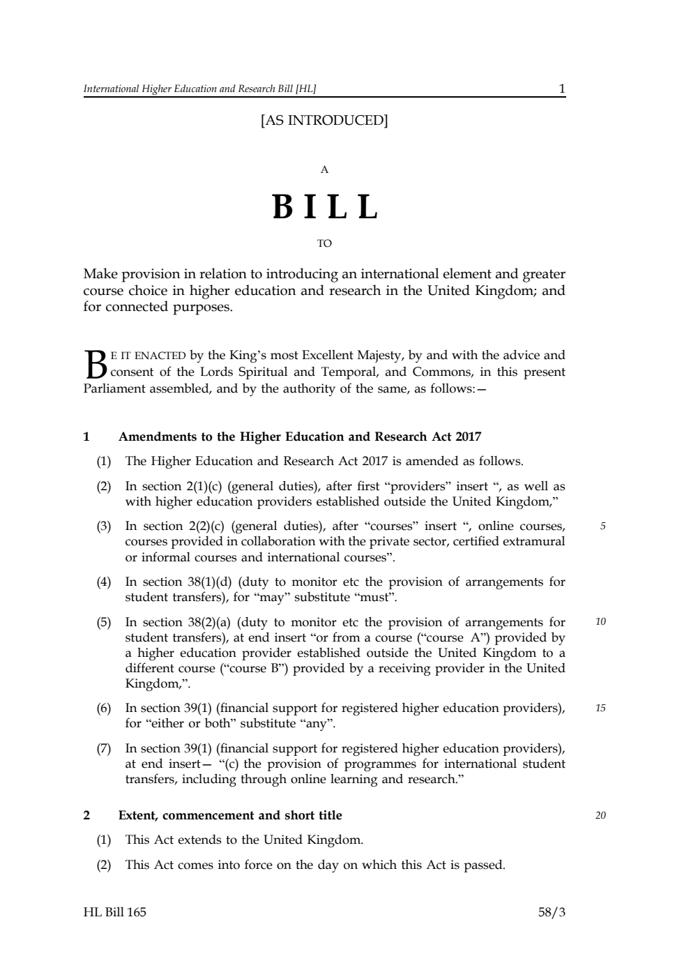 International Higher Education and Research Bill