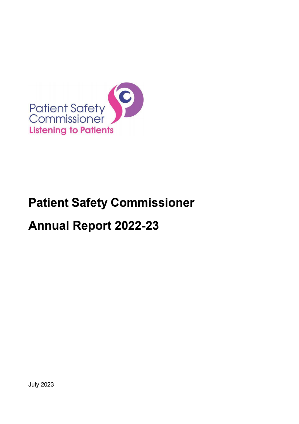 Patient Safety Commissioner Annual Report 2022-23