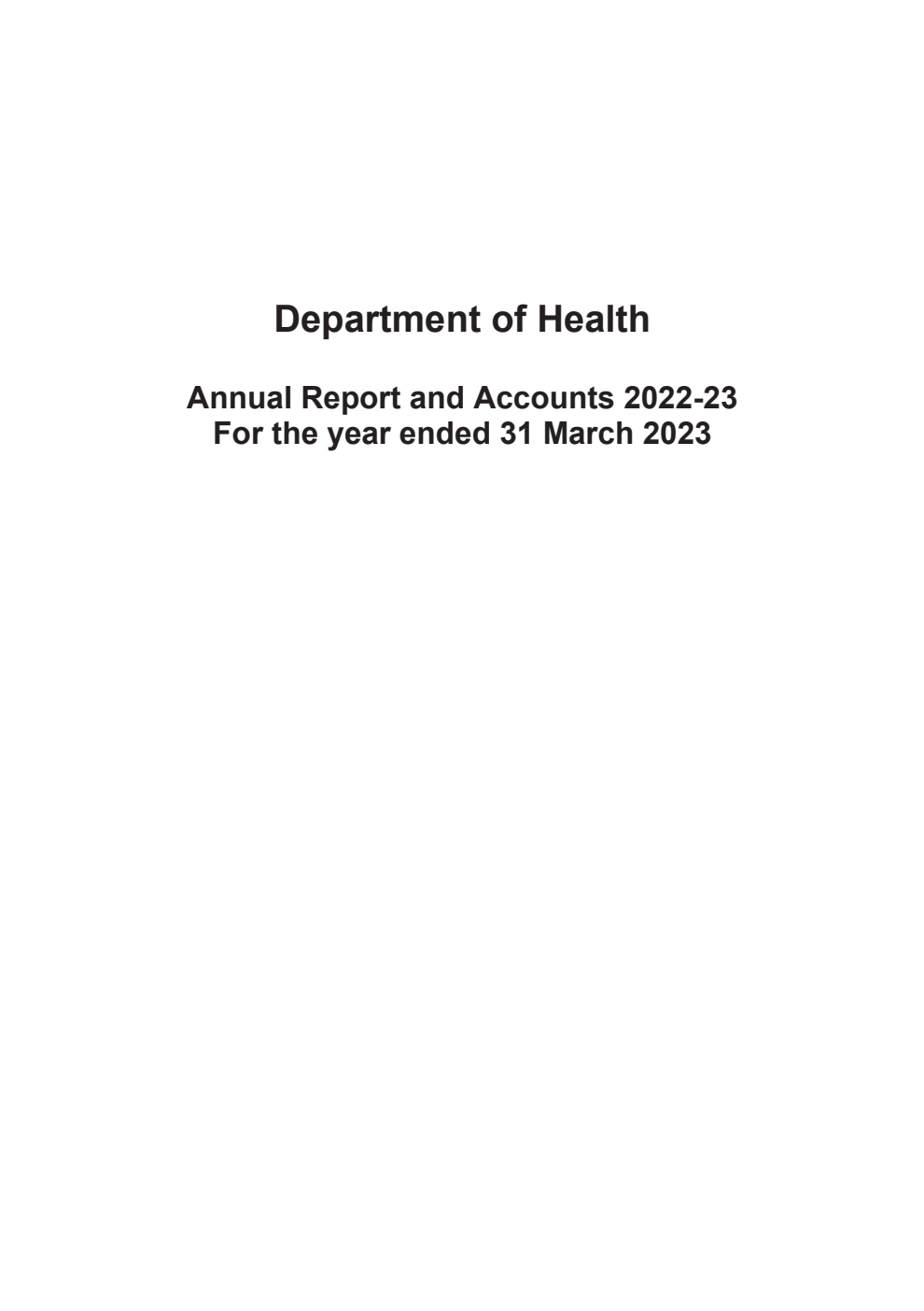 Department of Health Annual Report and Accounts 2022-23 for the year ended 31 March 2023