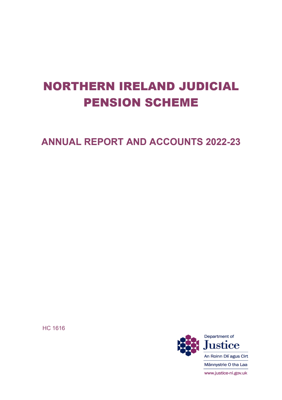 Northern Ireland Judicial Pension Scheme Annual Report and Accounts 2022-23 for the year ended 31 March 2023