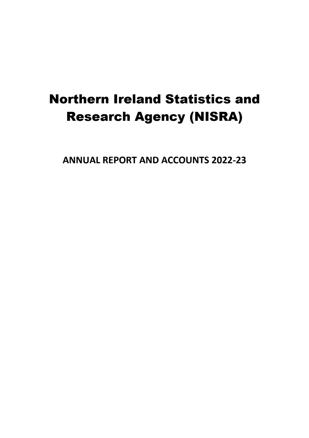 Northern Ireland Statistics and Research Agency (NISRA) Annual report and accounts 2022/23 for the year ended 31 March 2023