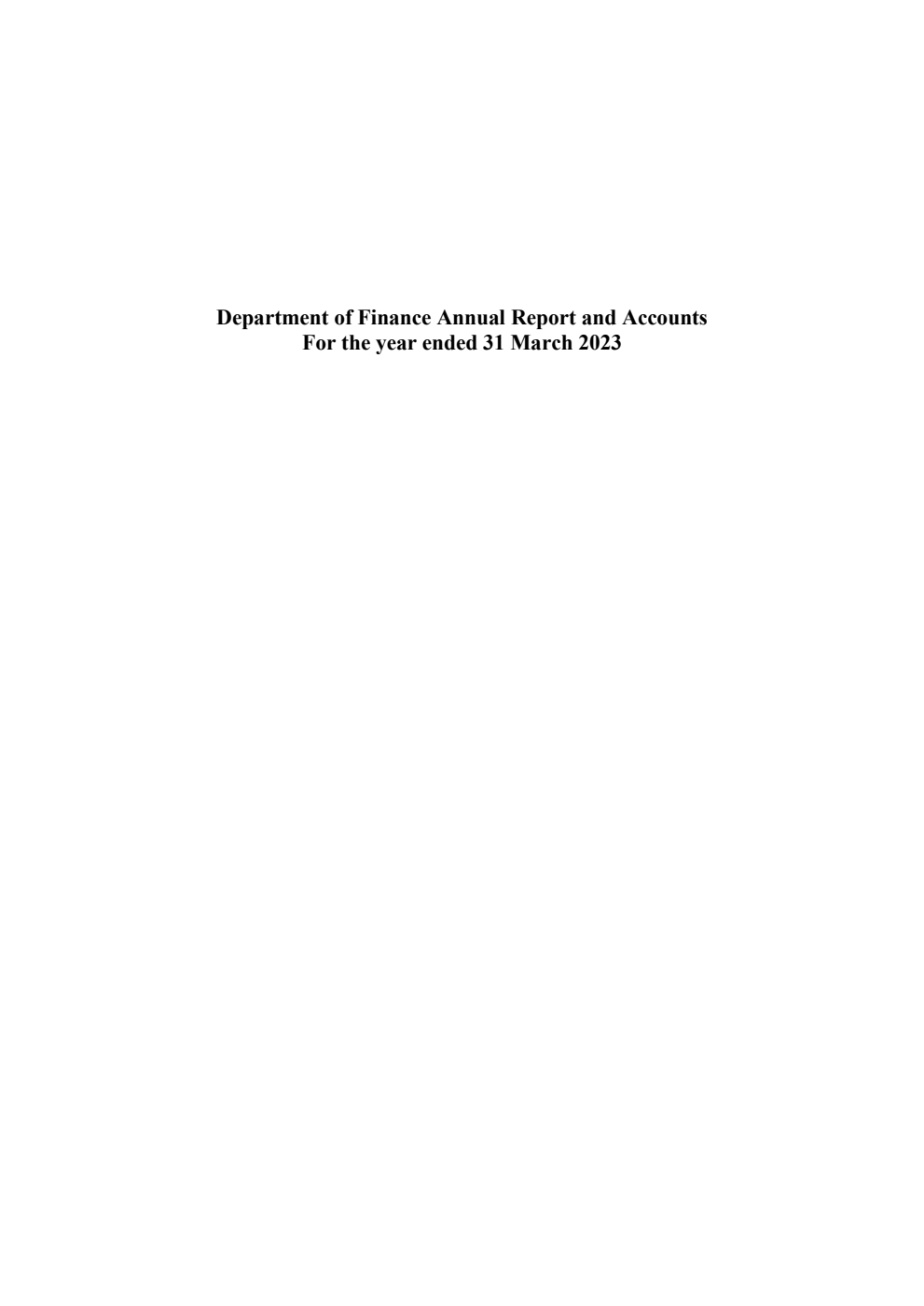 Department of Finance Annual Report and Accounts for the year ended 31 March 2023