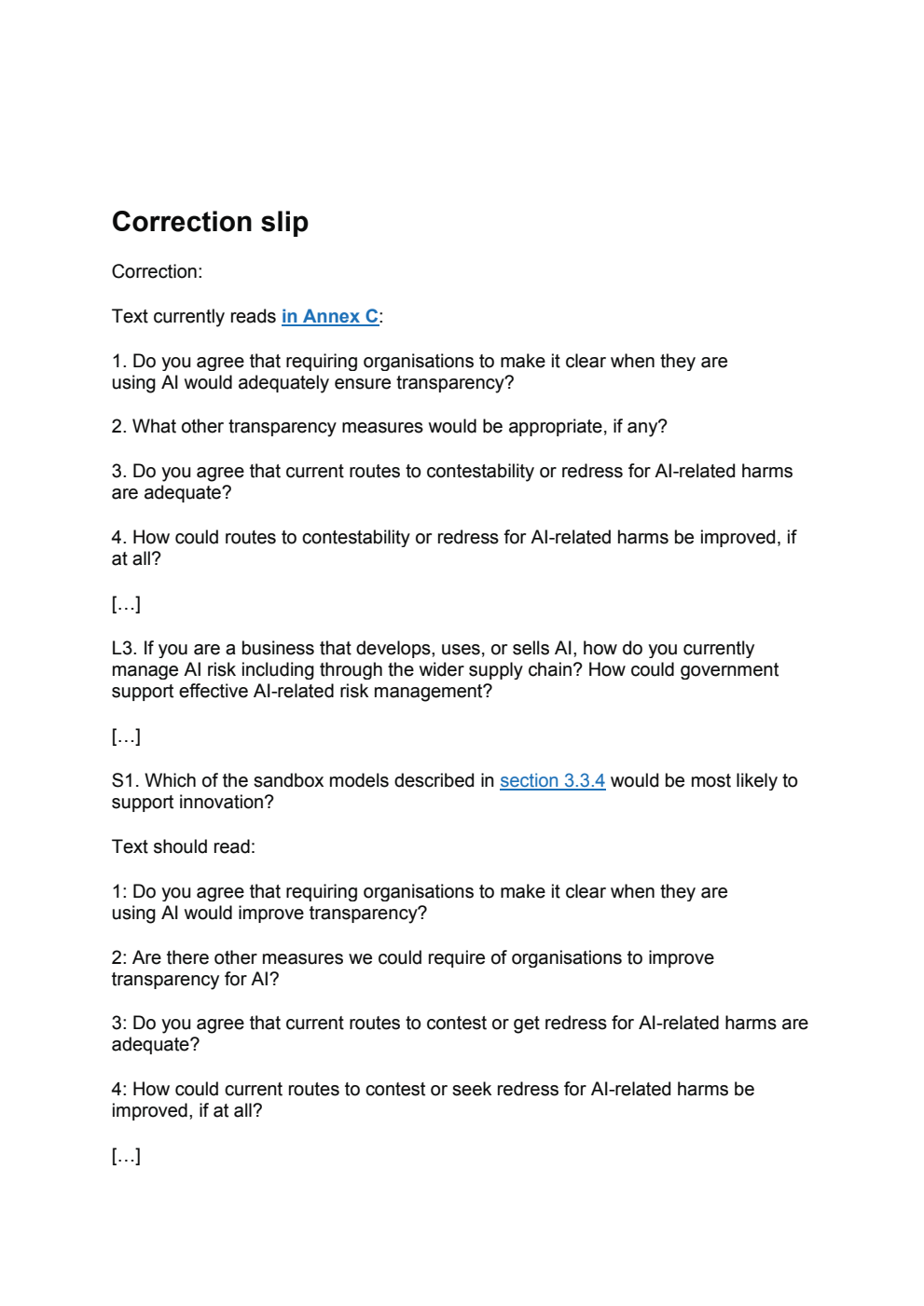 A pro-innovation approach to AI regulation Correction Slip July 2023