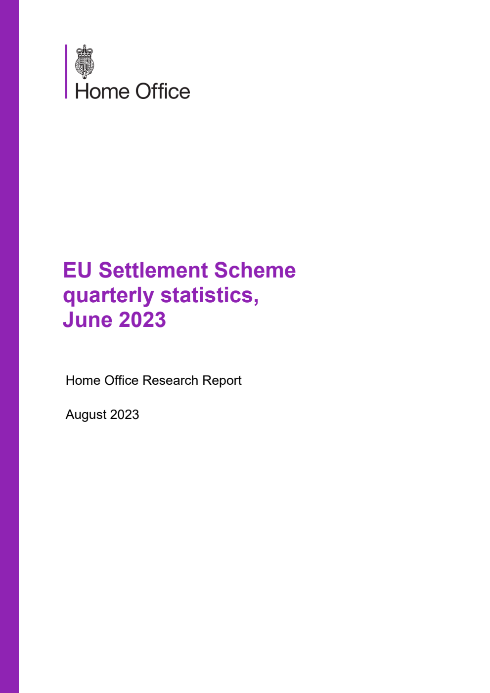 Home Office Research Report EU Settlement Scheme quarterly statistics, June 2023