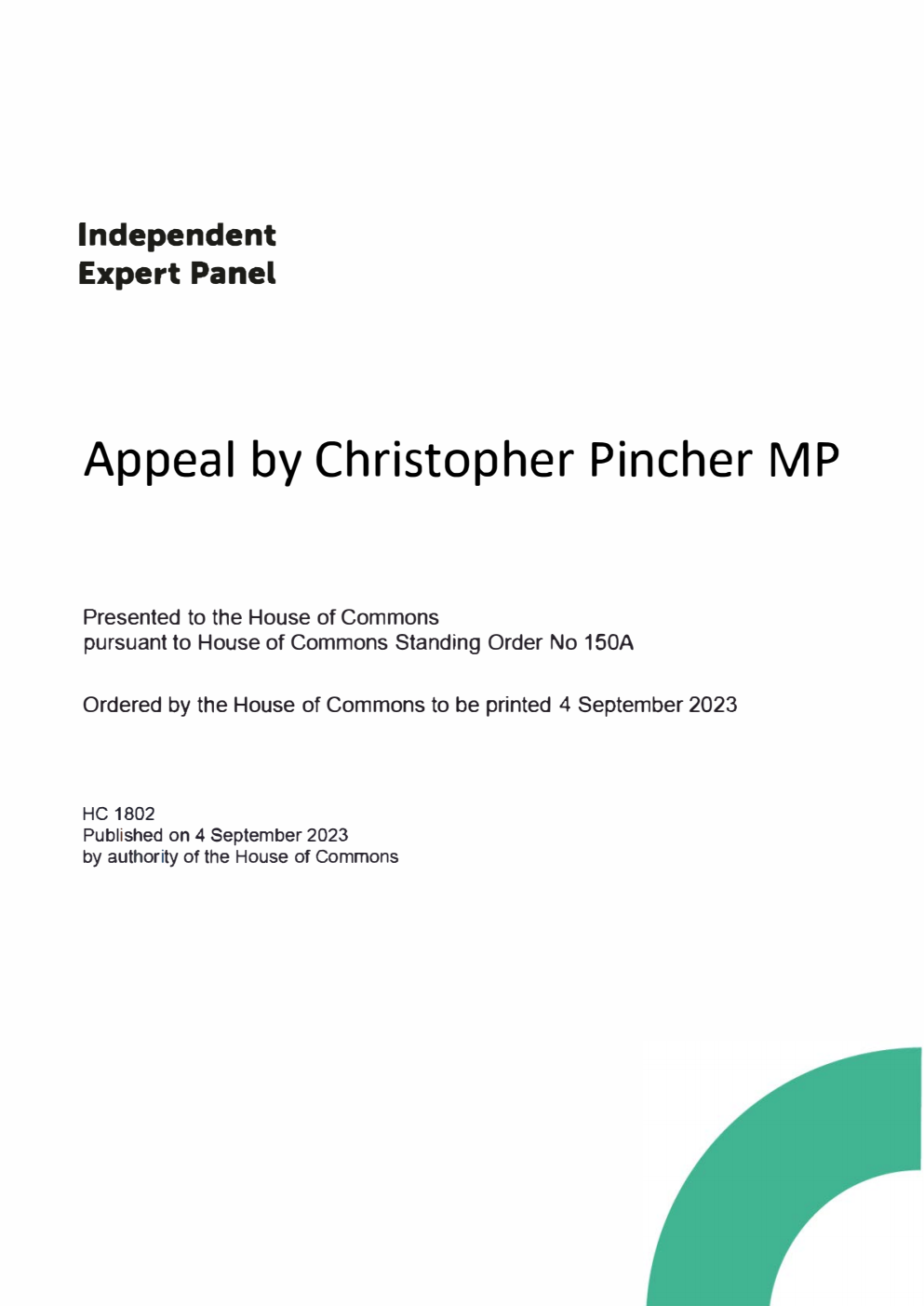 Appeal by Christopher Pincher MP