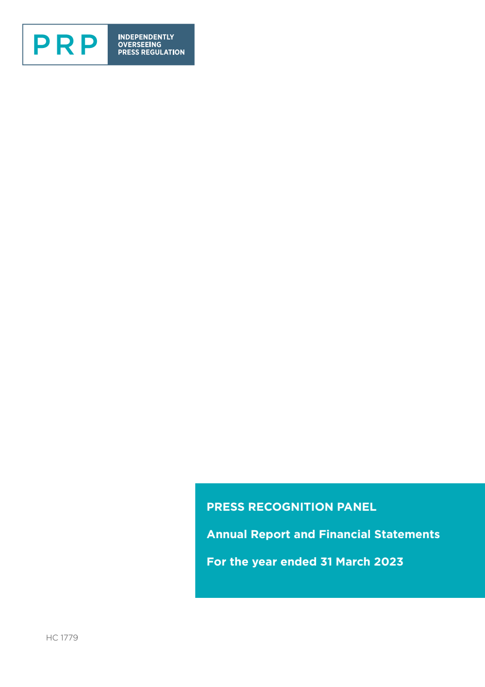 Press Recognition Panel Annual Report and Financial Statements for the year ended 31 March 2023