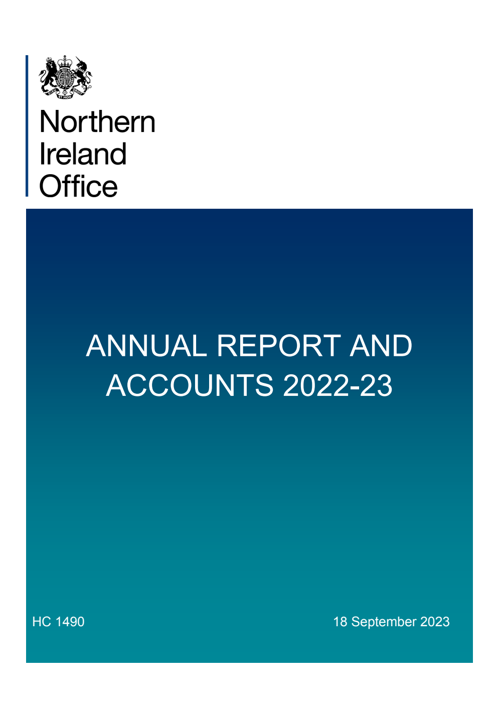 Northern Ireland Office Annual Report and Accounts 2022-23 (For the year ended 31 March 2023)