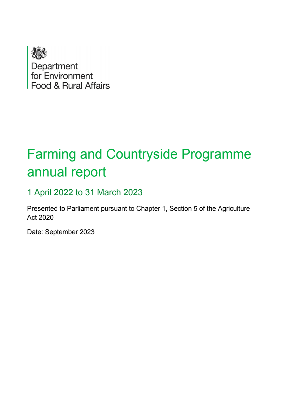 Farming and Countryside Programme annual report 1 April 2022 to 31 March 2023