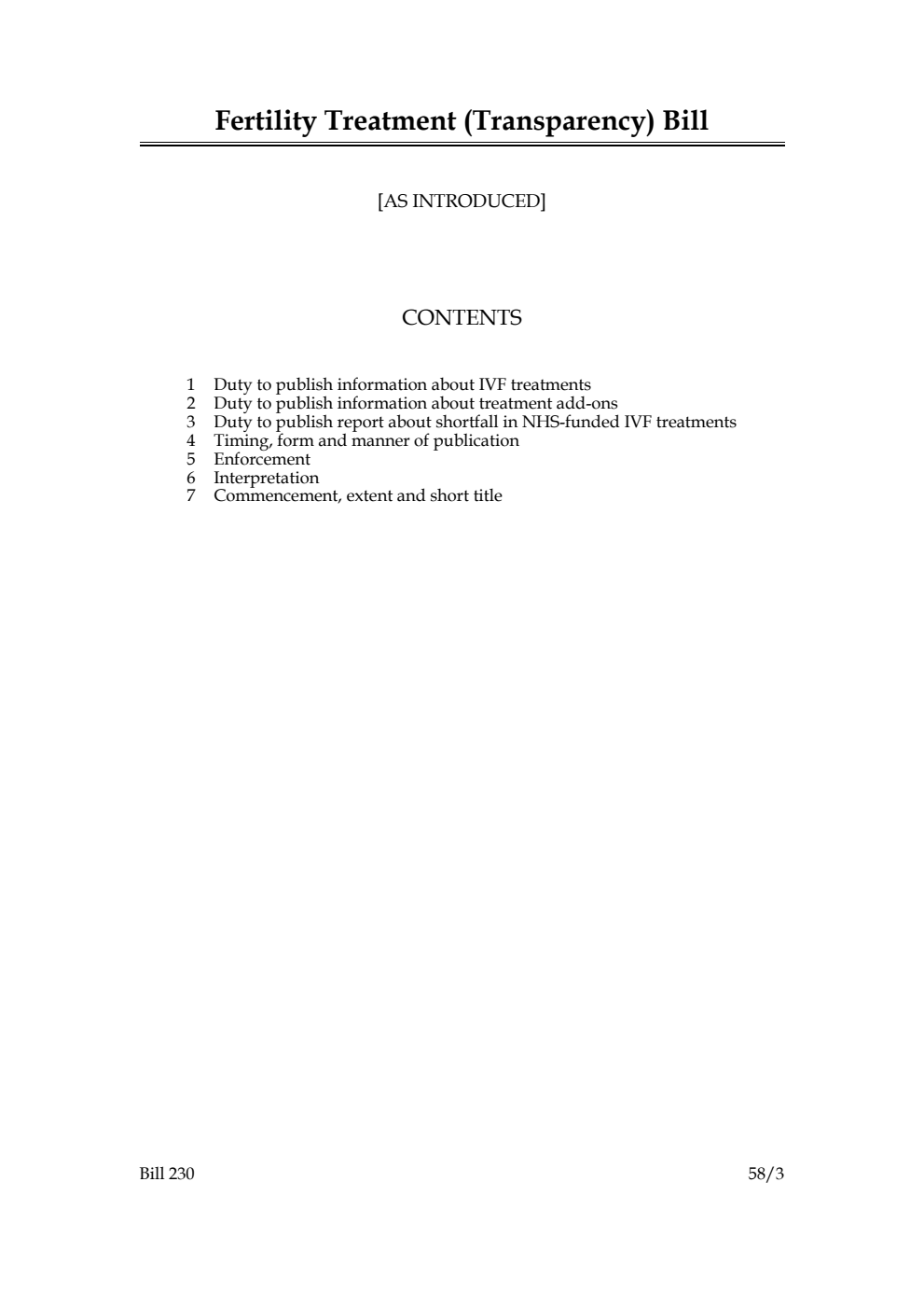 Fertility Treatment (Transparency) Bill