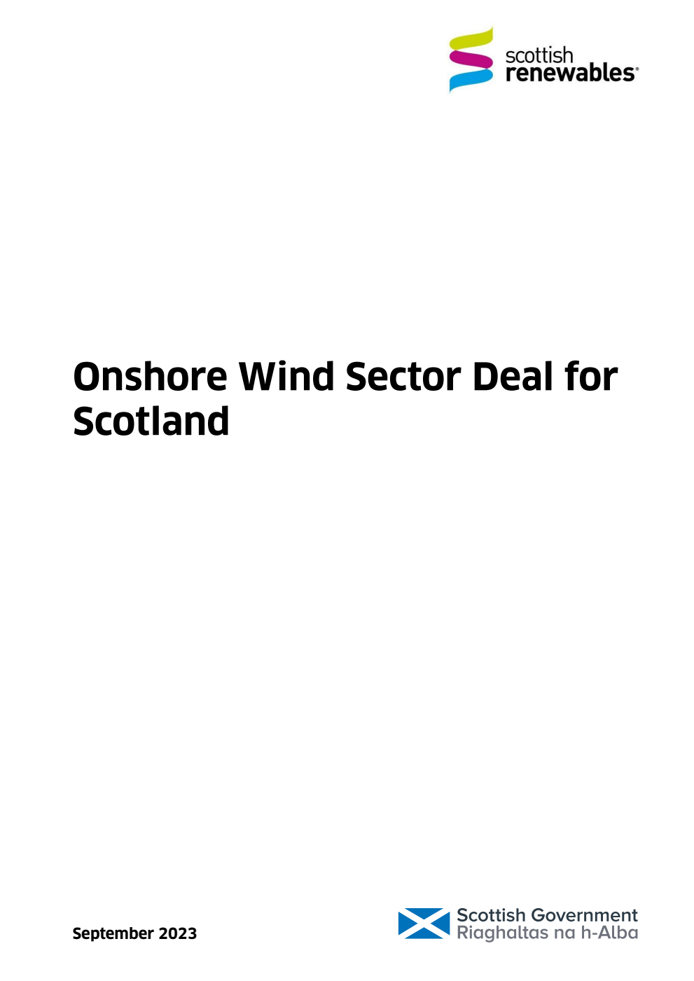 Onshore Wind Sector Deal for Scotland. September 2023
