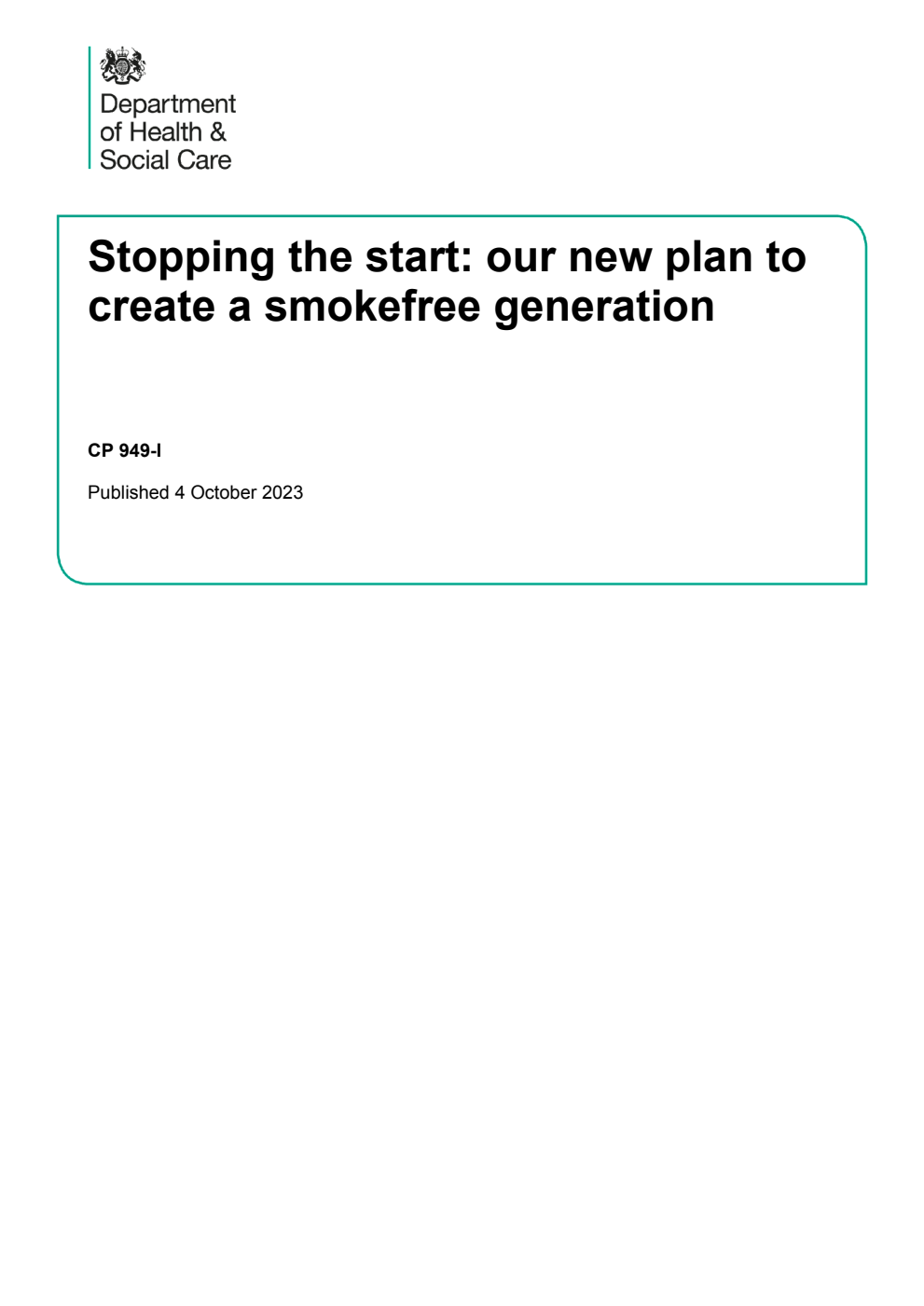 Stopping the start: our new plan to create a smokefree generation