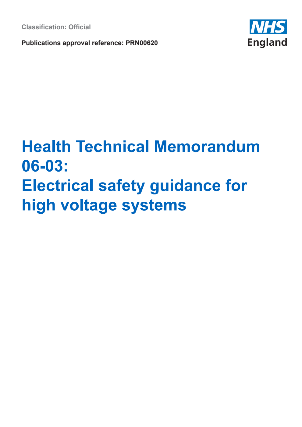 Health Technical Memorandum 06-02: Electrical safety guidance for low voltage systems