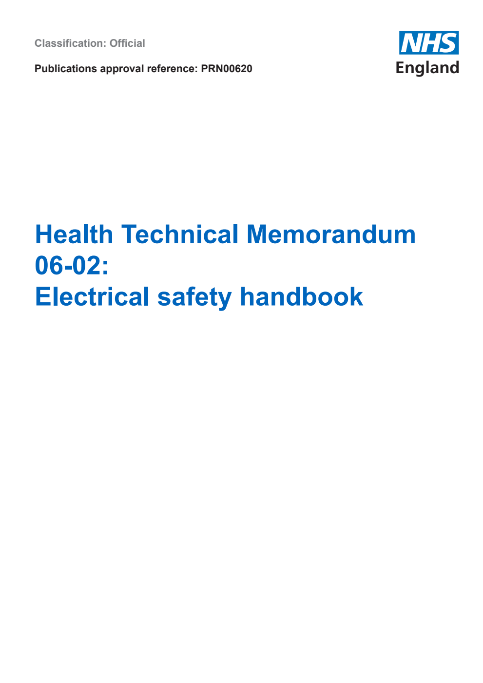 Health Technical Memorandum 06-02: Electrical safety handbook