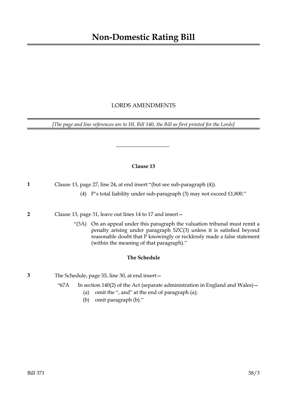 Non-Domestic Rating Bill Lords Amendments