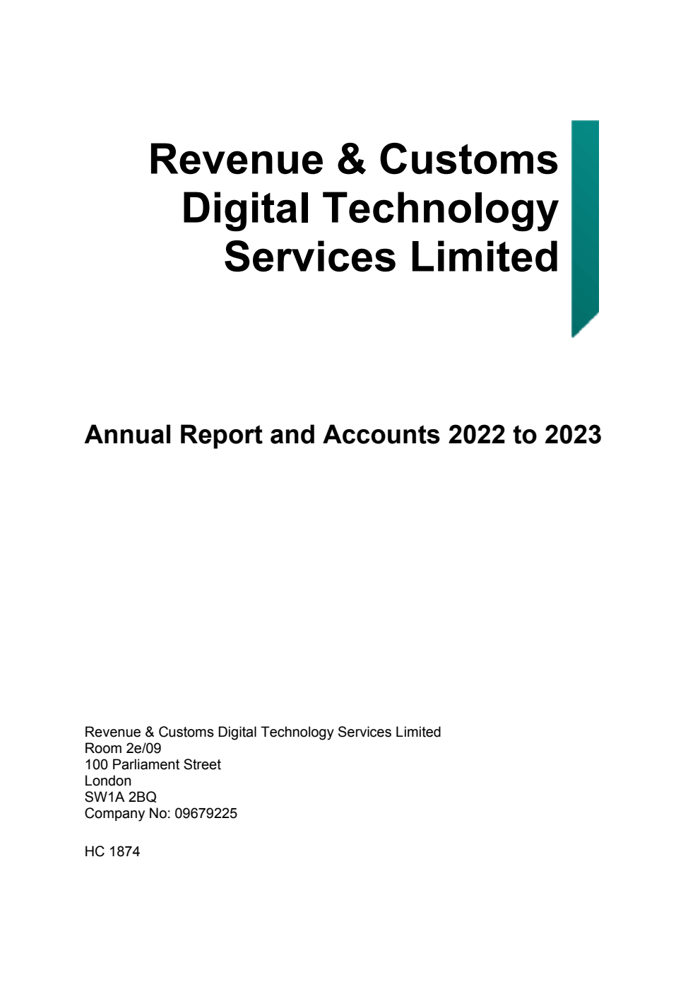 Revenue and Customs Digital Technology Services Limited Annual Report and Accounts 2022 to 2023 for the year ended 31 March 2023