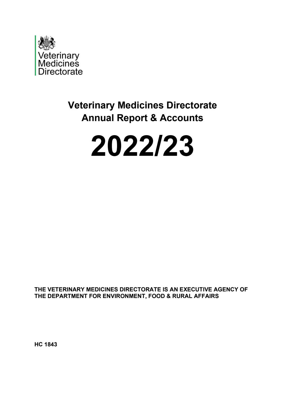 Veterinary Medicines Directorate Annual Report & Accounts 2022/23