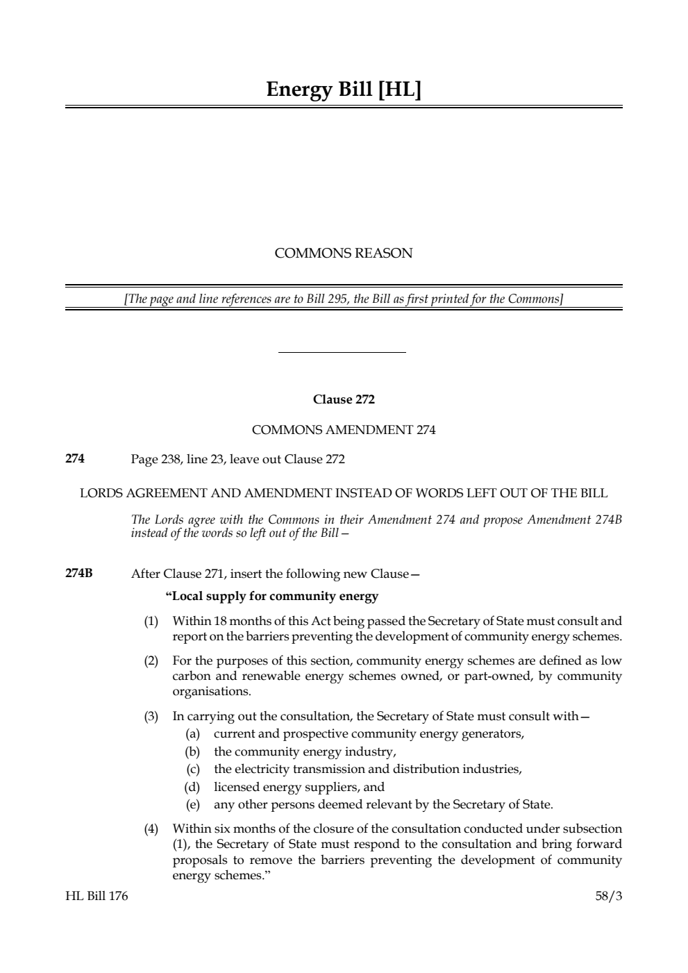 Energy Bill Commons reason