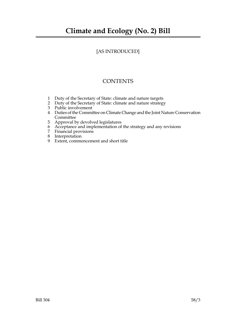 Climate and Ecology (No. 2) Bill